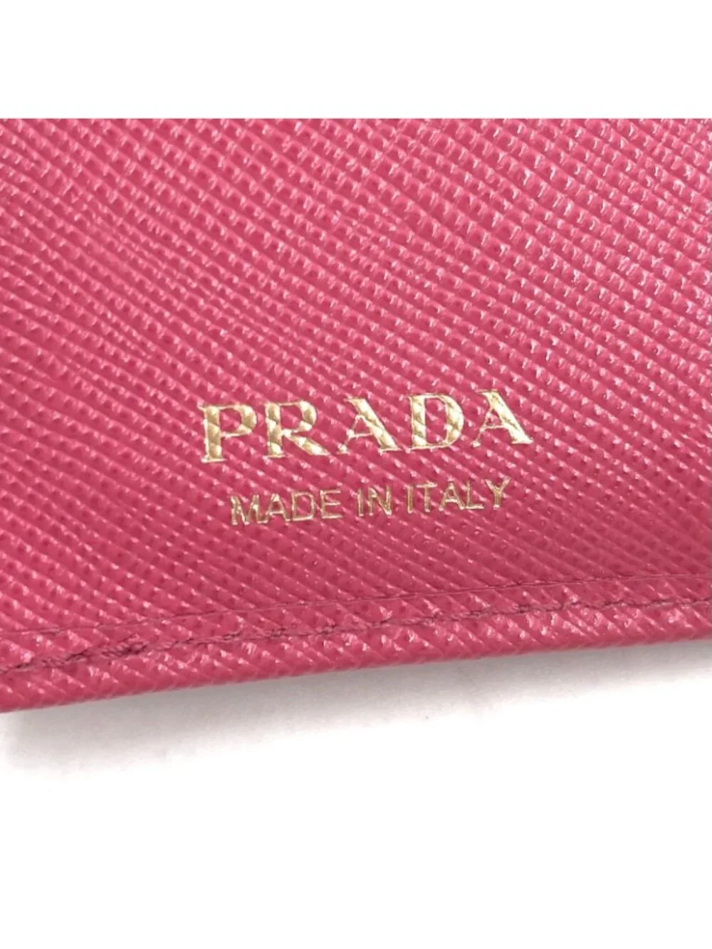 Prada Saffiano Fiocco Leather Pink Trifold Wallet Gold